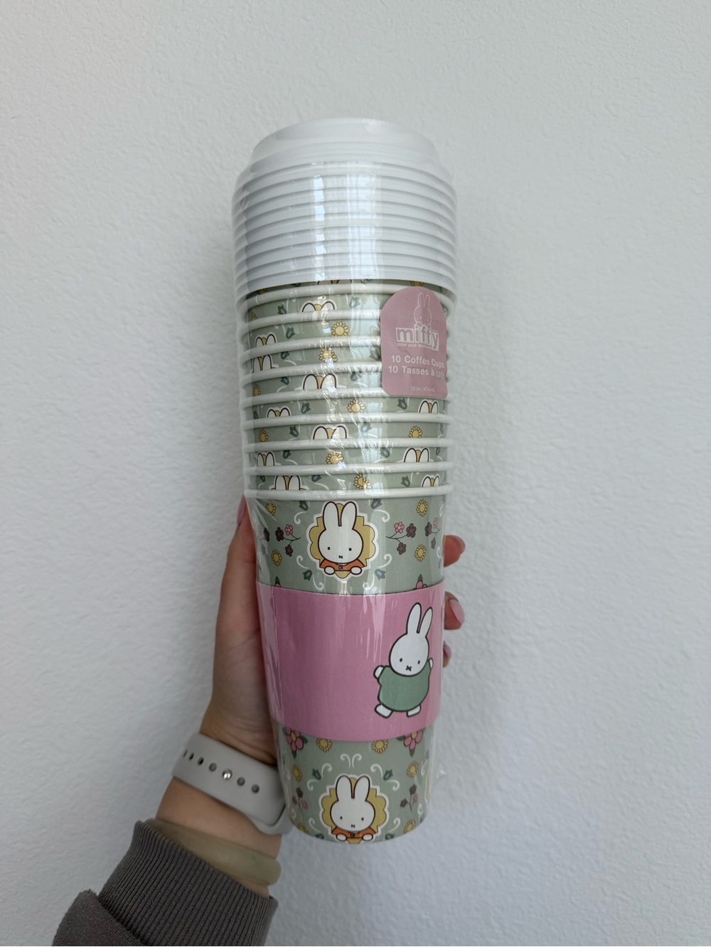 miffy Pink & Sage Bunny Disposable Coffee Cups